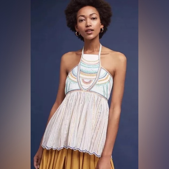 Colorful Embroidered Halter Dress - Picture 2 of 7